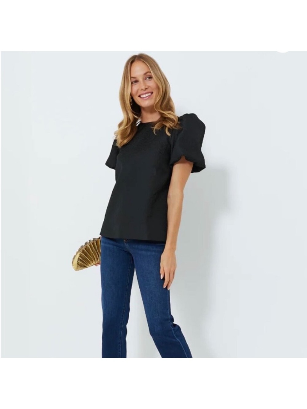 POMANDER PLACE Black Jacquard Lyla Blouse